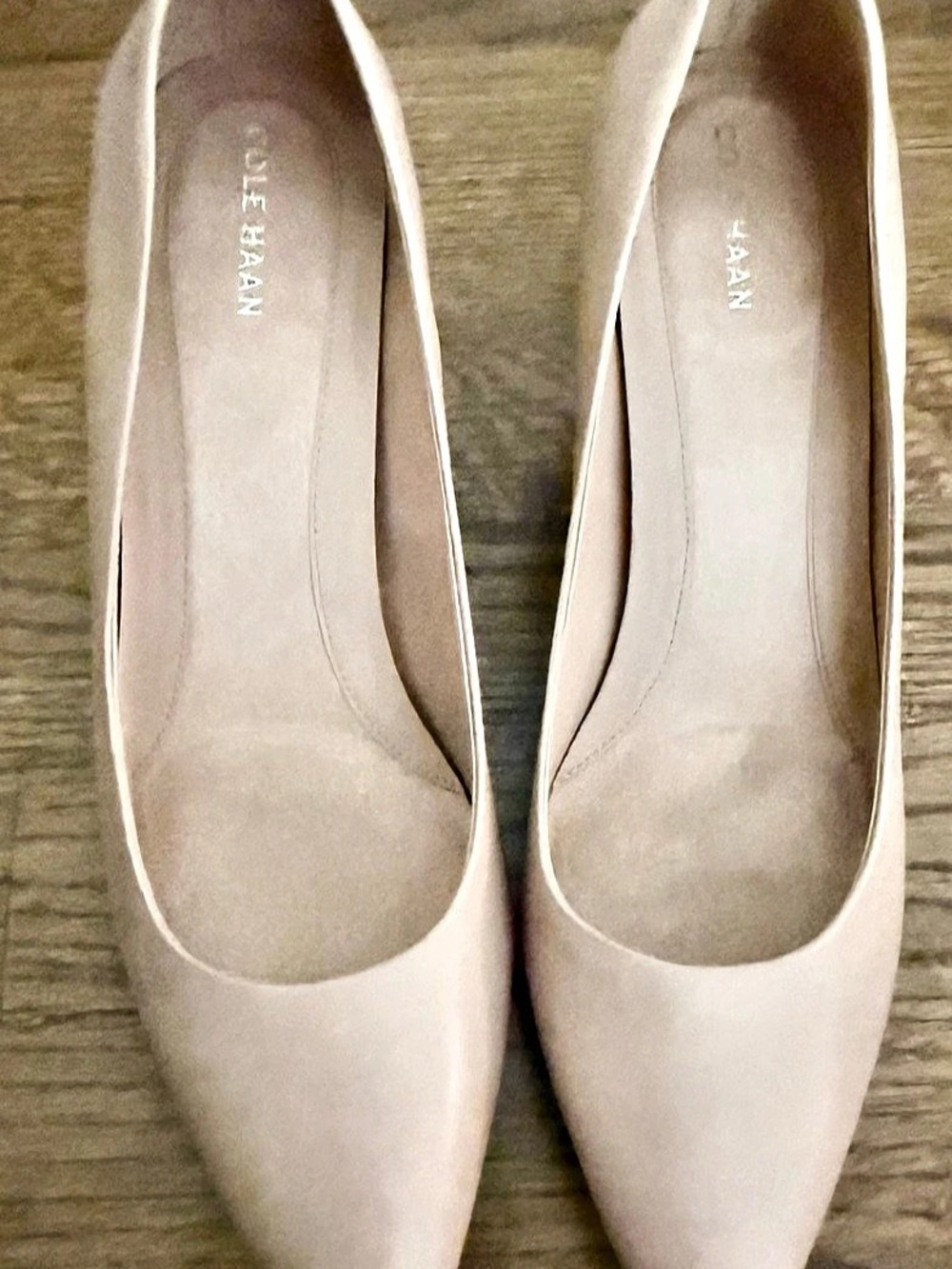 Cole Haan Pointed Toe Pumps in nude leather